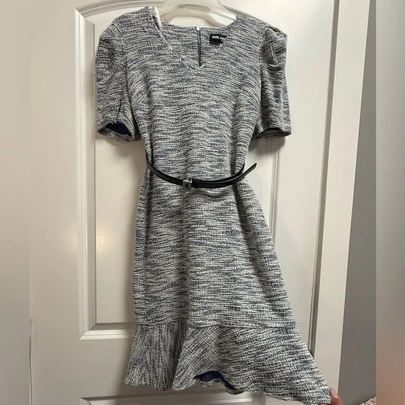 Karl Lagerfeld | Dresses | Karl Lagerfeld Blue And White Textured Midi Dress  | Poshmark